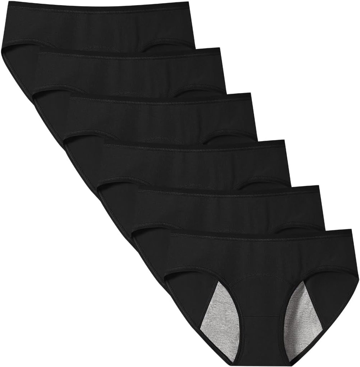 Menstruatie ademende slips voor tienermeisjes, 6 stuks katoenen bloemenmenstruatieondergoed, halfhoge taille slipje
