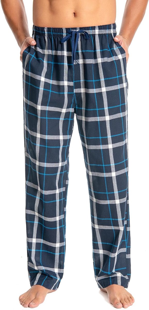 pyjamabroek 100% katoen geruit slaap & lounge broek, PJ broek met zakken en knoopsluiting