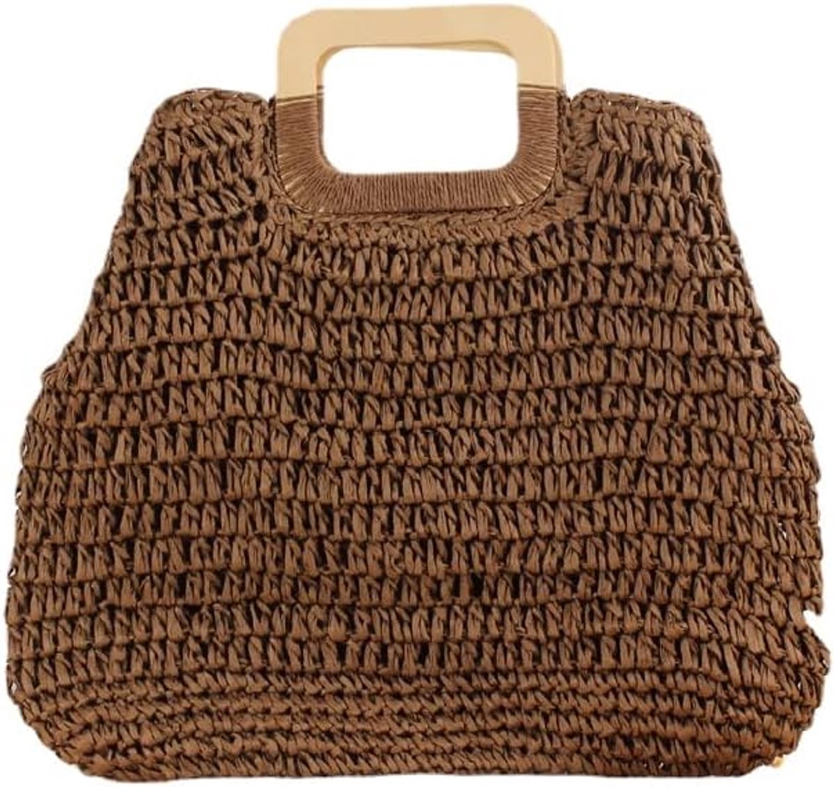 Stro Strandtas Voor Vrouwen Zomer Geweven Grote Tote Tas Rotan Handtas Hobo Bohemian Vakantie Tassen, DONKERBRUIN