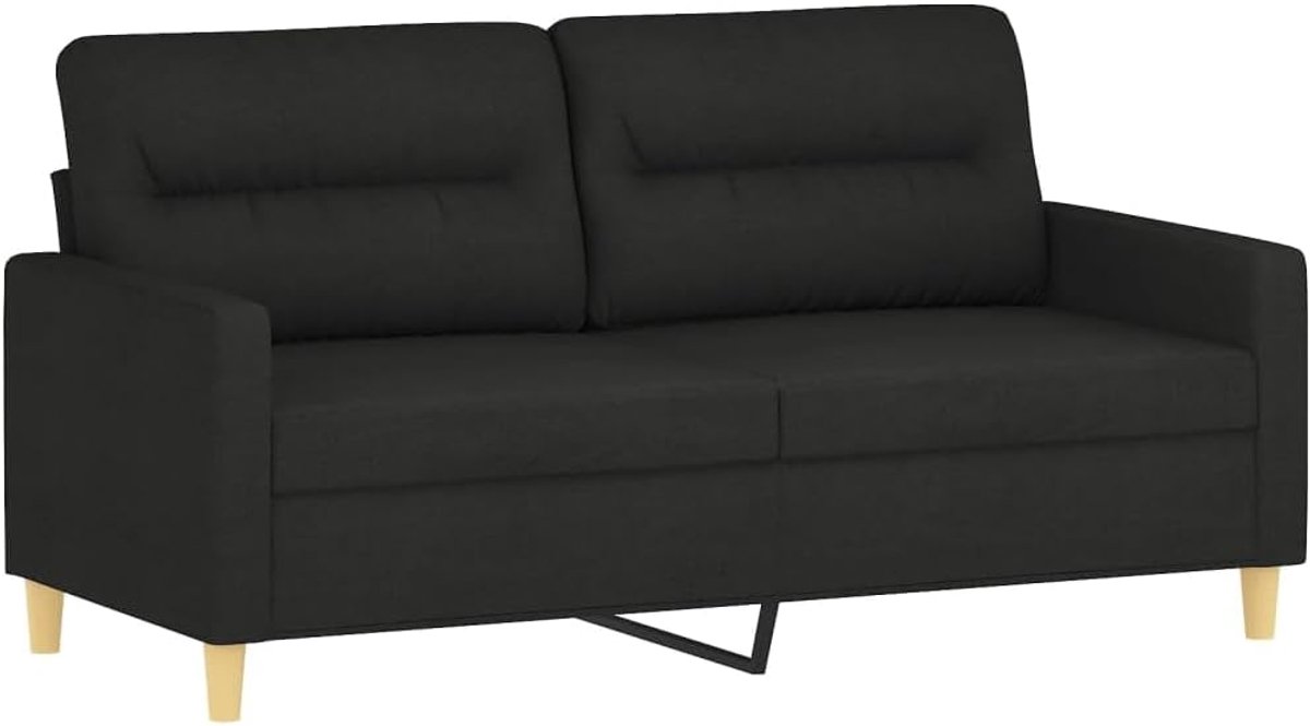 2-zitsbank, zwart, 140 cm, stof, woonkamerbank, kantoorbank, slaapkamerbank, loungebank voor woonkamer, slaapkamer, logeerkamer