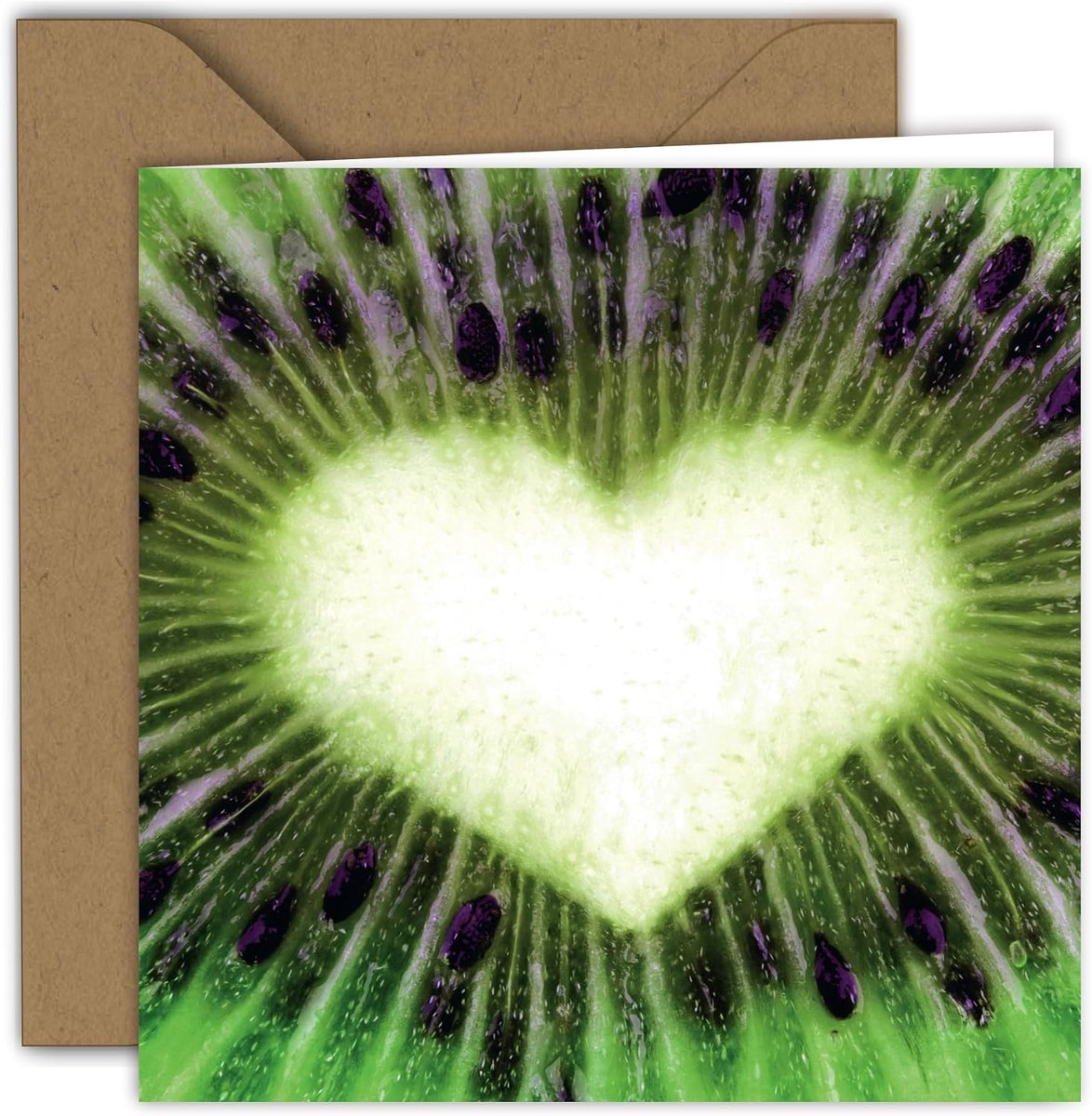 - hartmotief uit kiwi | vouwkaart (15 x 15 cm) - met kracht envelop - binnenkant blanco
