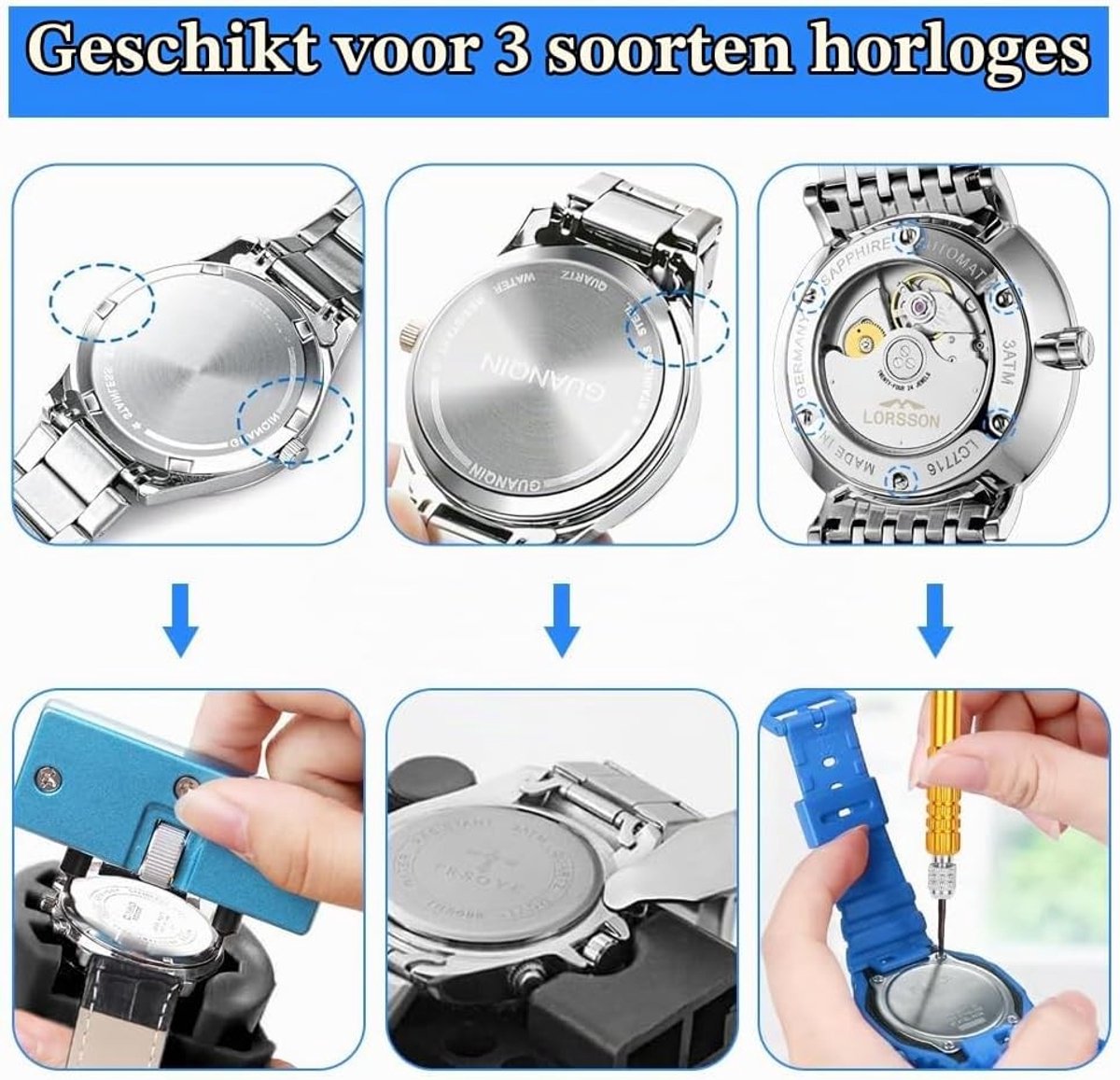 Professionele Horloge Tool Set met Veerstaaf Gereedschap voor Horloge Onderhoud en Reparatie