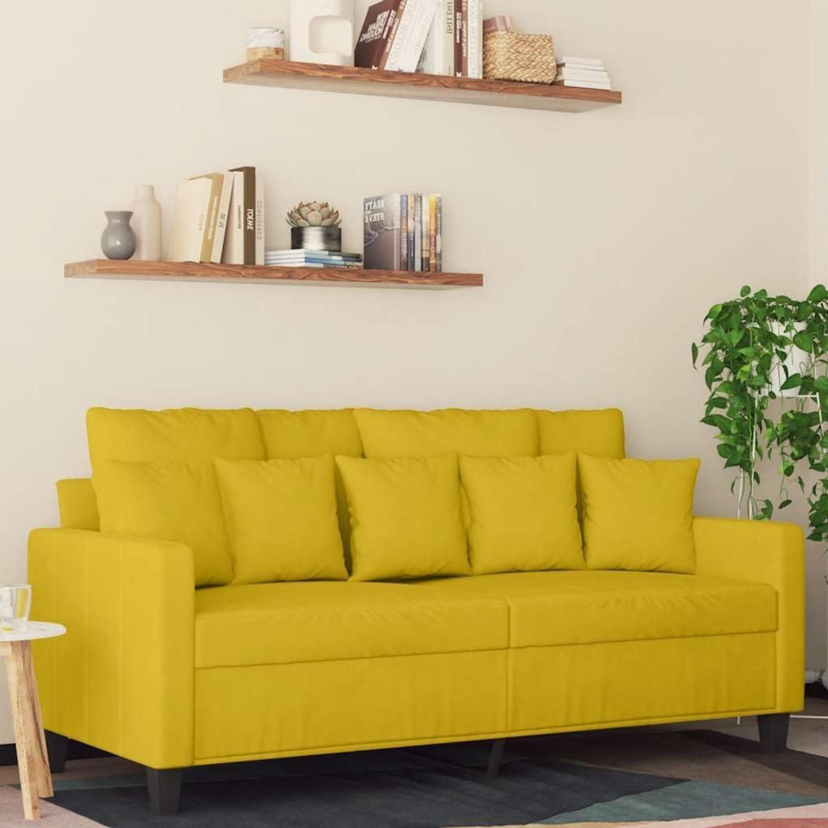 2-zitsbank, geel, 140 cm, fluweel, comfortabel gestoffeerd meubel met metalen frame, voor woonkamer, zachte velours overtrek en moderne bank
