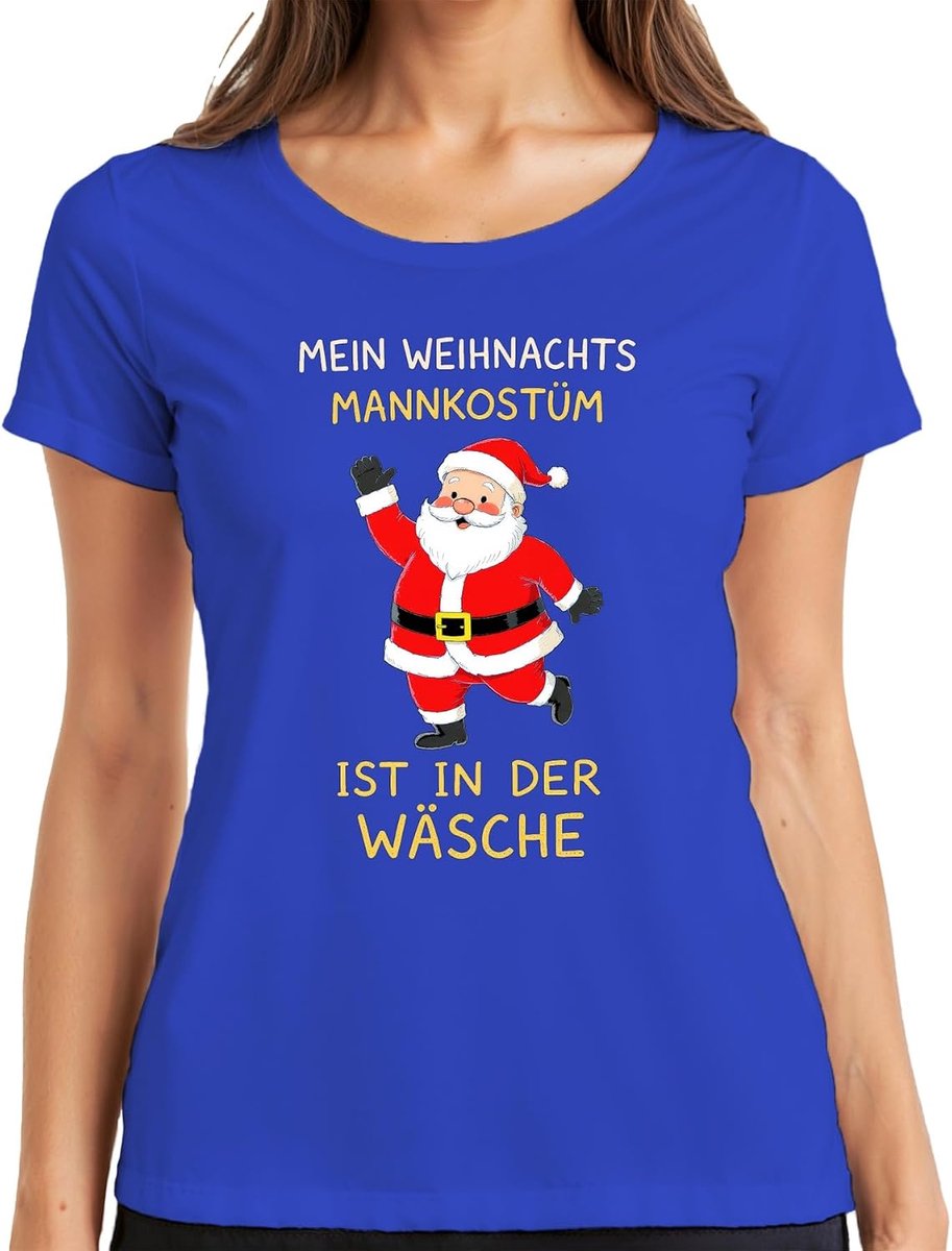 Kerstmankostuum in de was Kerstmis Sinterklaas grappig dames T-shirt