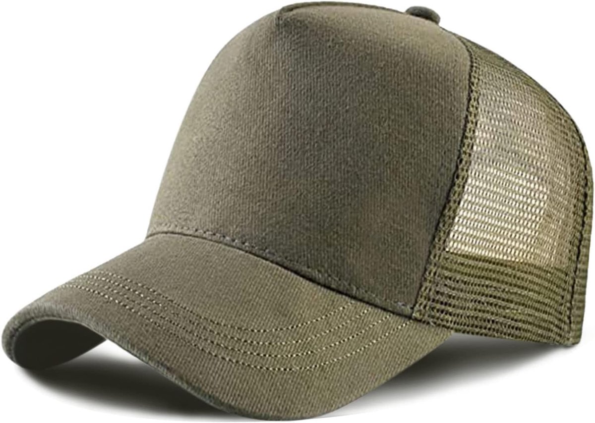 5 panelen achter tricot trucker baseballpet, verstelbare trucker high profile pet