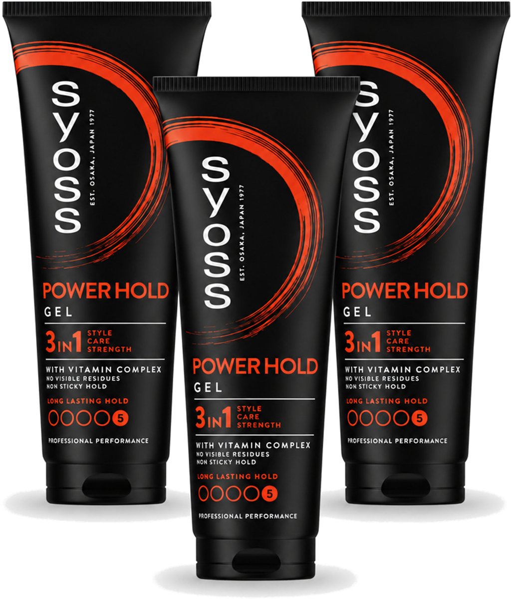 3 x Syoss - Power Hold - Haargel - Extra Sterke Fixatie - 250 ml - Voordeelverpakking - 3 stuks