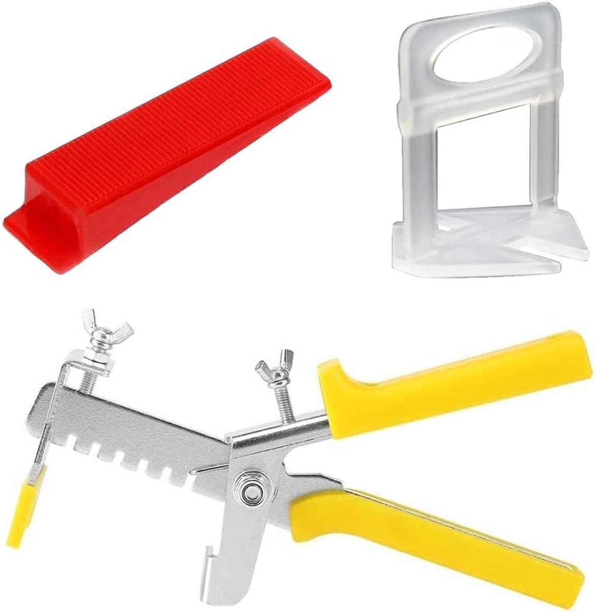 Tegelnivellering Systeem, 1/8 inch 3 mm 300 stks Tegel Spacer Clips, 1 Installatietang, 100 stuks Herbruikbare Wiggen voor Vloer, Wandtegel Leveler Gereedschap