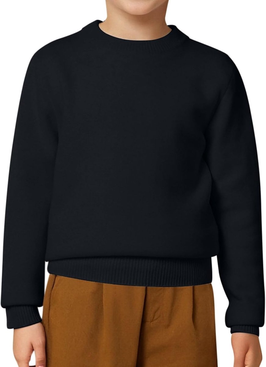 Effen, ronde hals, gebreid, zacht, comfortabel, warme winterkleding voor peuters en kinderen