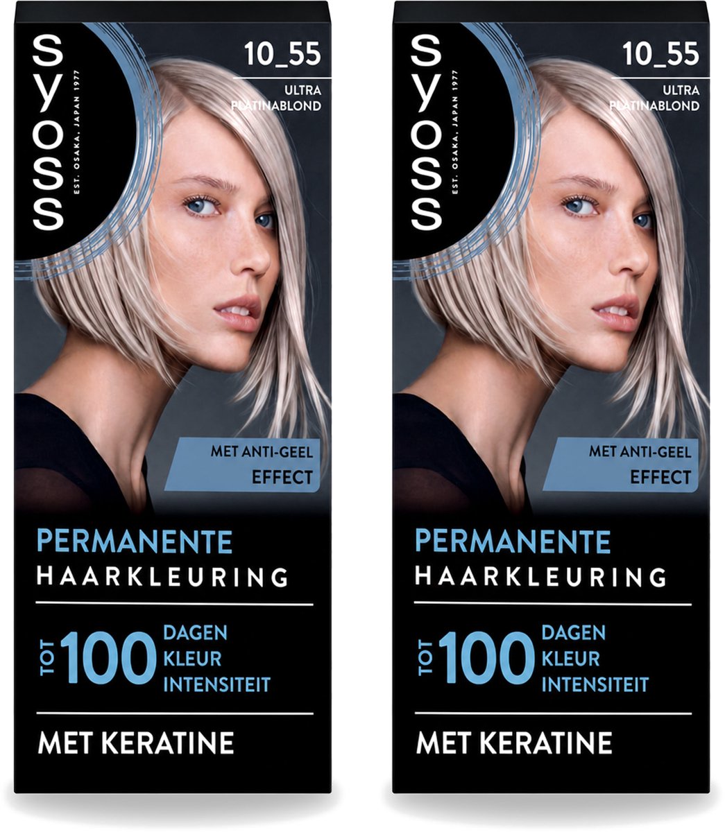 2 x SYOSS - Permanent Coloration 10-55 - Haarverf - Permanente Haarkleuring - Ultra Platina Blond - Grijsdekking - Voordeelverpakking - 2 stuks