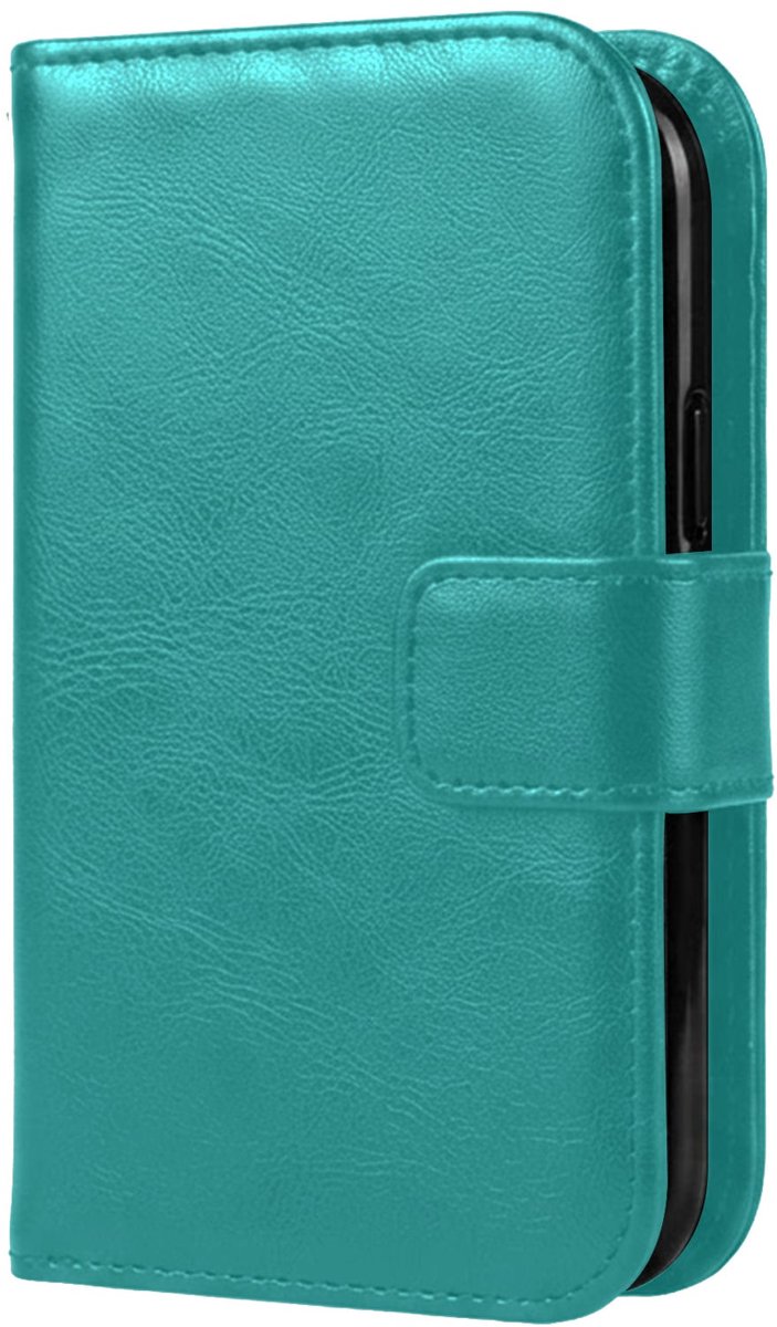 Hoesje Met Pasjeshouder - Geschikt voor Apple iPhone Duo - Luxe Bookcase Portemonee - Flip Case - Kunstleer Book Case - Flipcase - Book Cover - Walletcase - Portemonneehoes - Turquoise