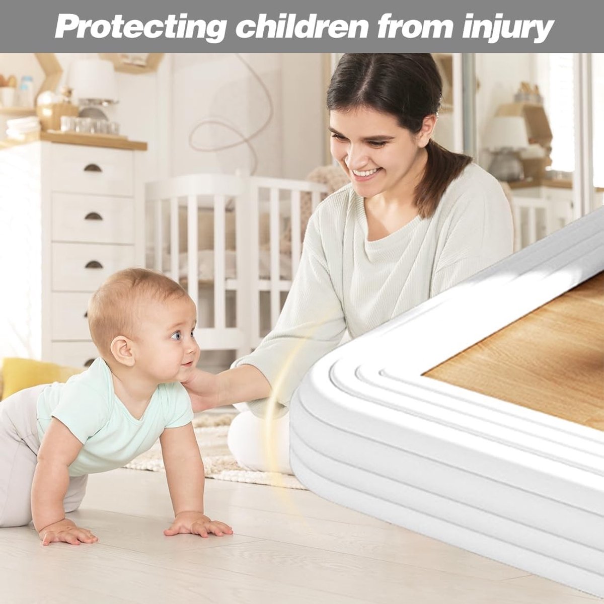 Baby Hoekbescherming van Schuimrubber, Zelfklevende Lint Bescherming voor Tafel en Meubels, Veiligheidsoplossing voor Kinderen, 8 cm Breed, 5 m Lang
