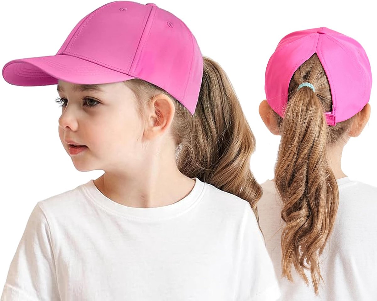 Honkbalpet voor kinderen, met paardenstaart, verstelbare uv-bescherming, zomerpet voor 3-8 jaar, meisjes, jongens, golf, vizier, hoed, junior, tennis, klep, zonneklep, hoed, zomerhoed, zonnehoed