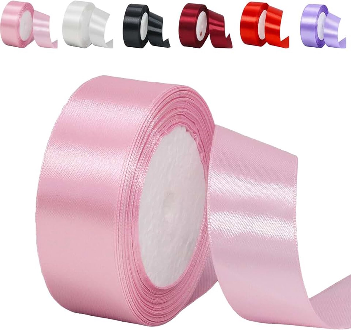 Lint van 30 mm breed, 23 m roze satijnen ballonnenlint voor het maken van haarstrikken, bloemboeketten, kleding, bruiloftsdecoratie, verjaardag en kerstcadeauverpakkingen