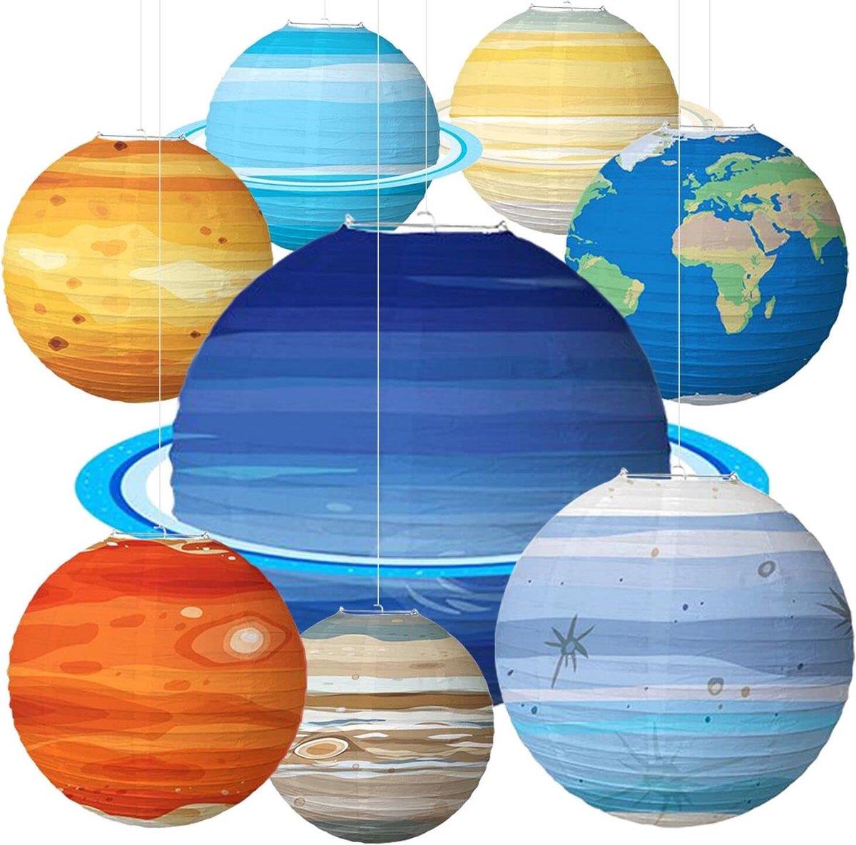 8 stuks planeten papieren lantaarn zonne-systeem kamer themapapier voor ruimtethema's verjaardagsfeest decoraties
