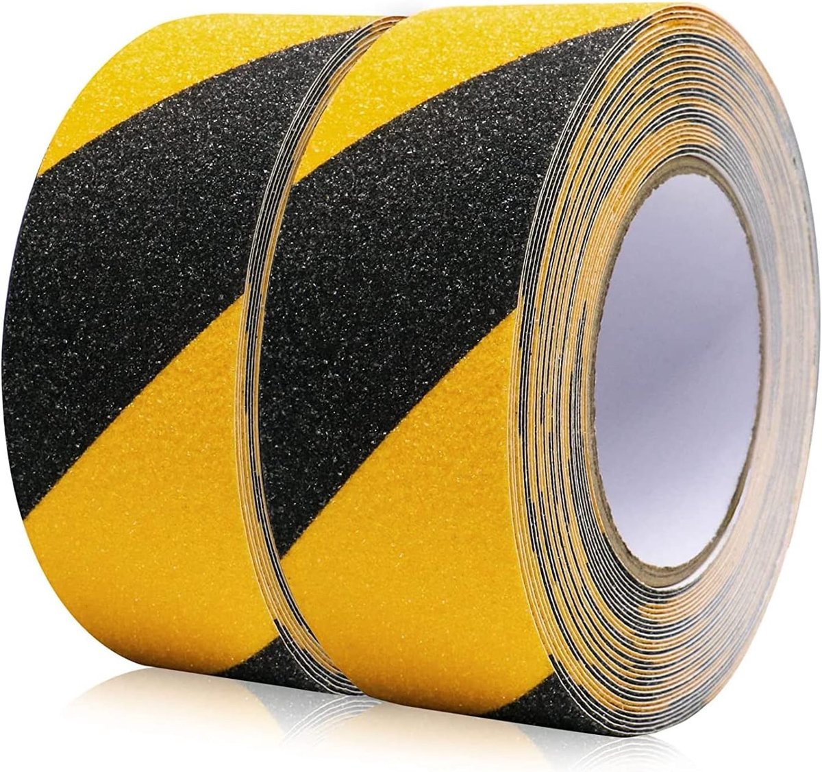 Non-Slip Strips 2 Rollen 50mm x 10m Zwart Geel Antislip Tape voor Trap Treden Binnen en Buiten, Grip Tape voor Veiligheid en Stabiliteit
