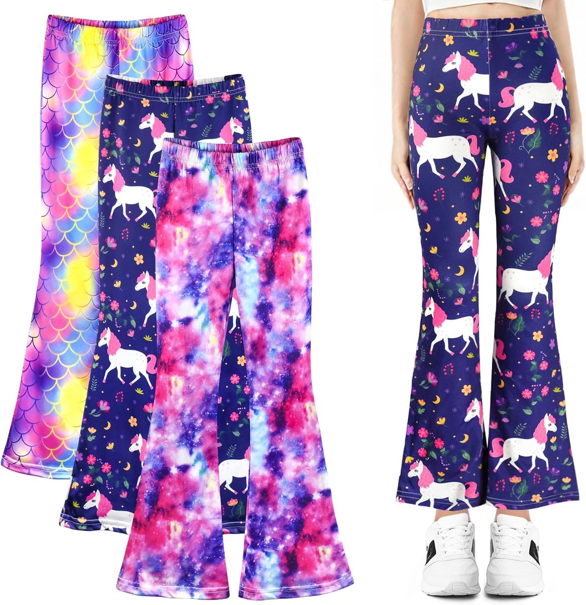 Leggings met omslag, voor school, dans en dagelijks gebruik, maten 104-158