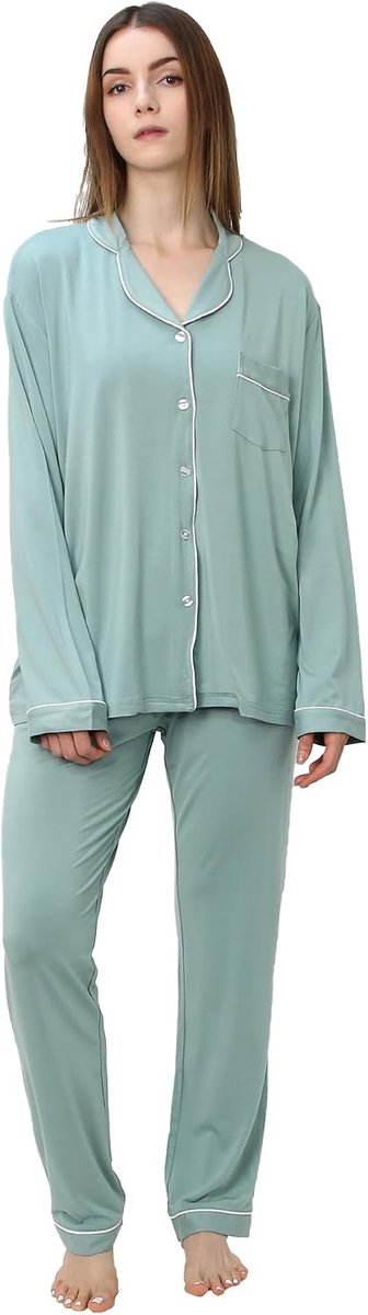Pyjama Set voor Vrouwen Super Zachte Lange Mouw Nachtkleding Dames Button Down Nachtkleding Loungewear PJ Set
