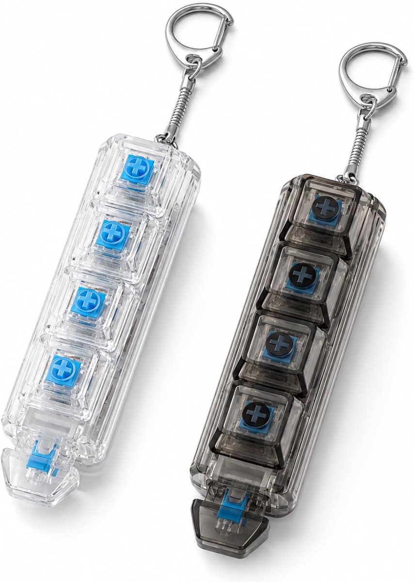 2 stuks toetsenbord fidget toys volwassenen set, fidget toys toetsenbord toetsenbord innovatief 5-toetsen fidget toy sleutelhanger clicker stressvermindering volwassenen clicker toetsenbord hanger