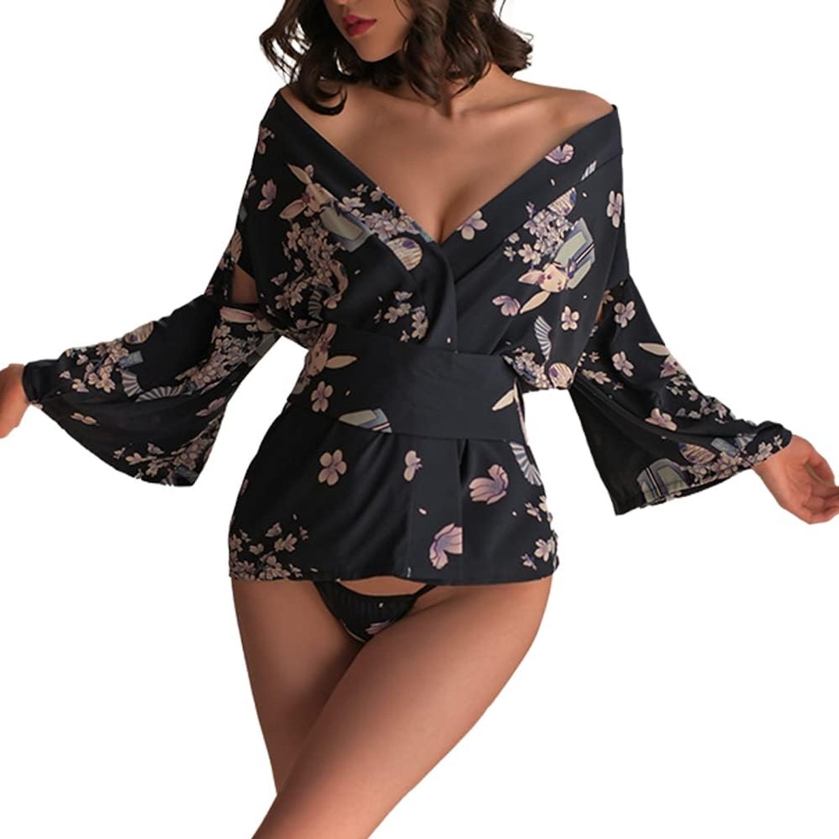 Sexy Pyjama Japanse Anime Sexy Kimono Cosplay Kostuums Korte Yukata Lingerie