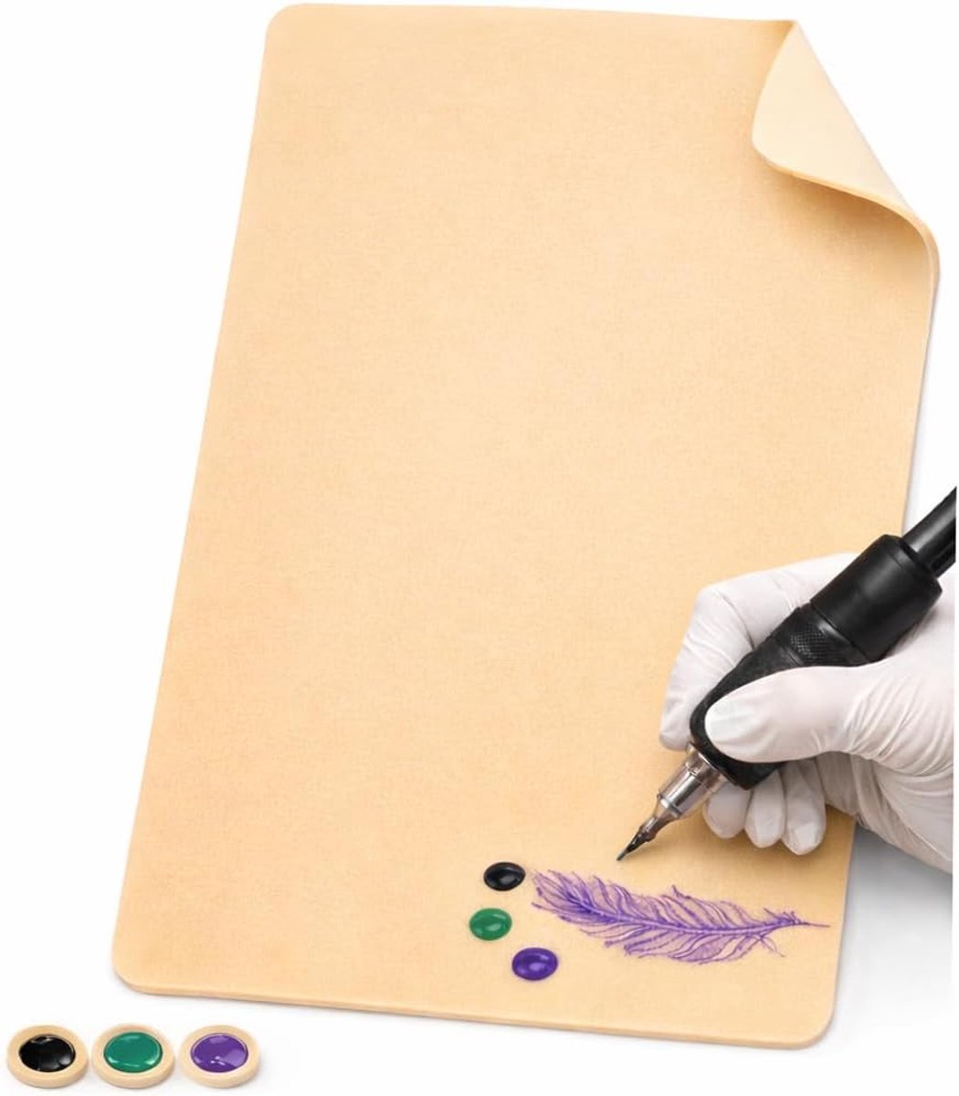 Kunstbont voor tatoeëerpraktijk, 20 x 30 cm, realistisch dubbelzijdig oppervlak, ideaal voor leren, technieken en tatoeëertraining