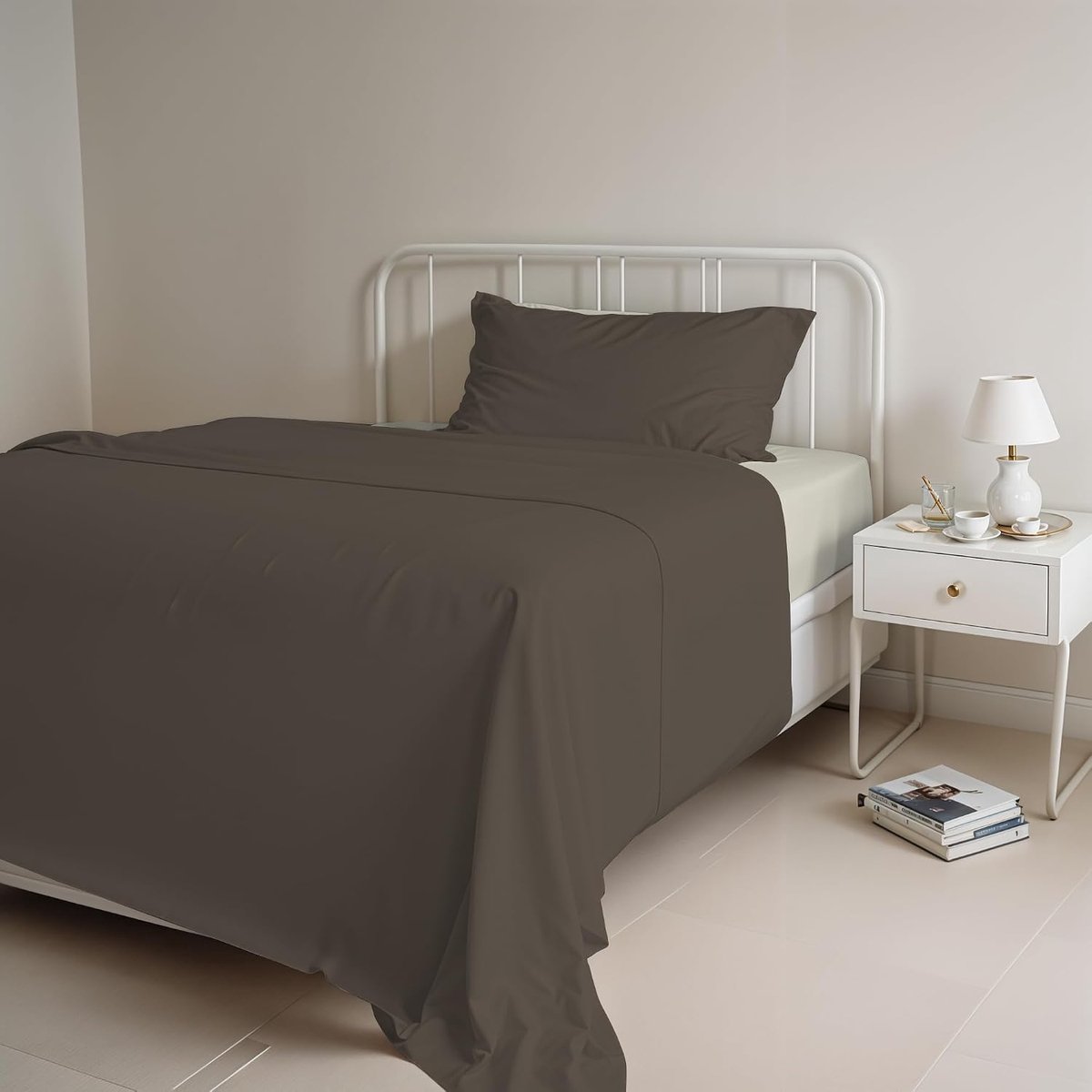 Bed Linen Natural Color beddengoedset, 100% katoen, bruin/crème, afzonderlijk