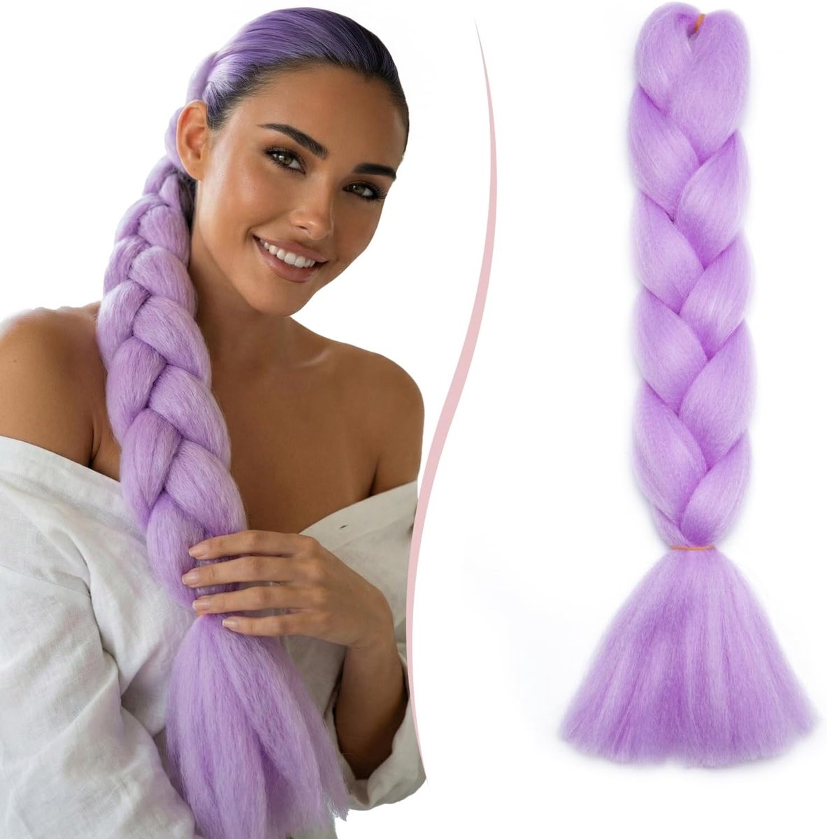 Extensions Flechten Hair Extensions Crochet Haar Kunsthaar Colorful 1pcs-24"-100g Helllila
