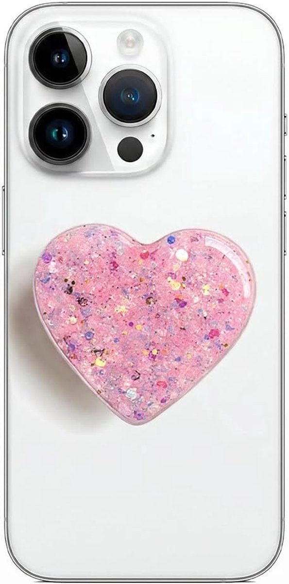 telefoongreephouder, intrekbare liefdeshart, glitter, pailletten, mobiele telefoonstandaard, vingerhouder, uittrekbare sokkel en handgreep voor smartphones en tablets
