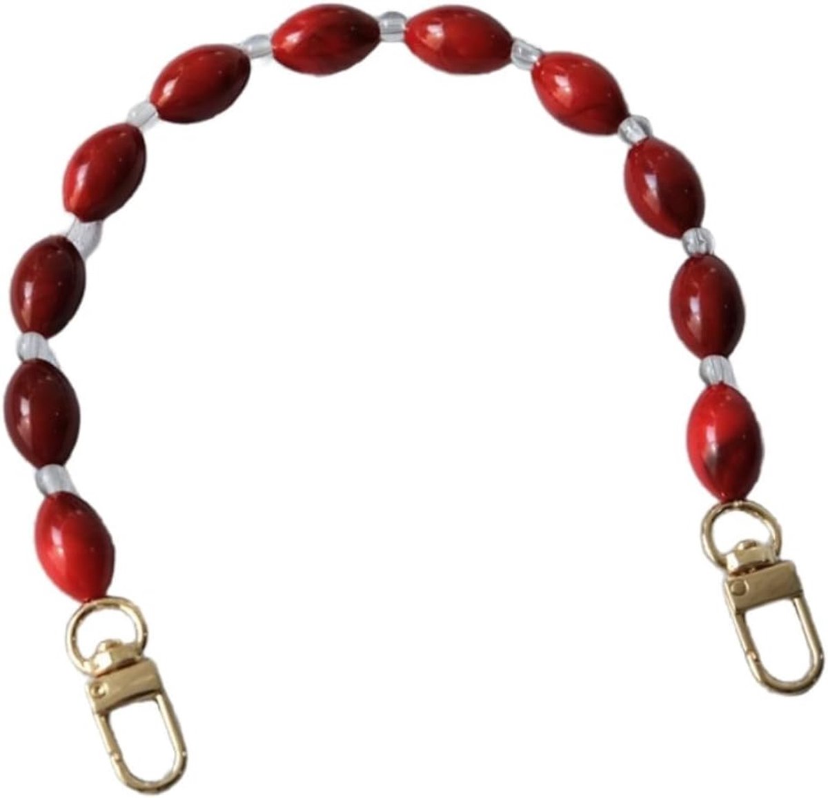Zakketting met parels, vervangende ketting voor handtassen, zakketting met karabijnhaak, decoratieve tassen, kettingen, afneembaar, tasverlengketting, clutch portemonnee, accessoires, rood, 34