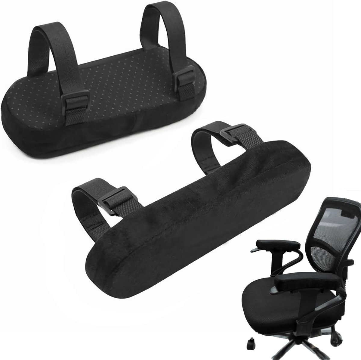 2 stofdichte armleuninghoezen, armleuningkussens, armleuningkussens, gevoerd met traagschuimbekleding, antislip pads, geschikt voor kantoor- en gamingstoelen.