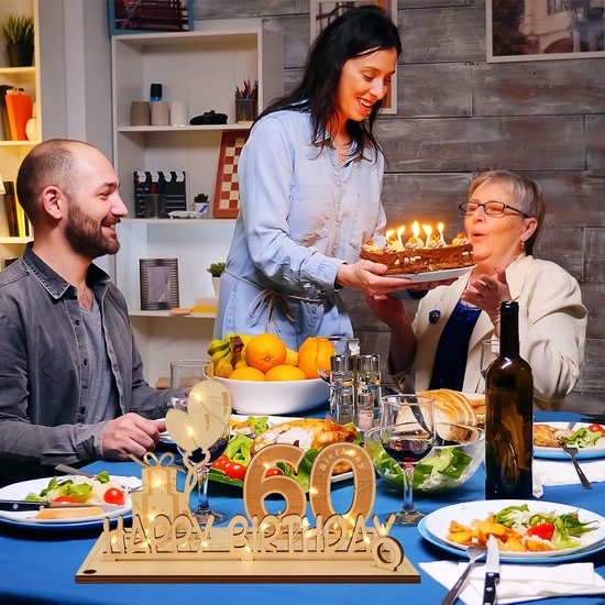 50 jaar geschenken, geldgeschenk verjaardag 50 met LED-lichtsnoer, 50e verjaardag, decoratie, wenskaart voor de 50e verjaardag, gastenboek gemaakt van hout, cadeaus voor 50e verjaardag heren dames — afbeelding 5