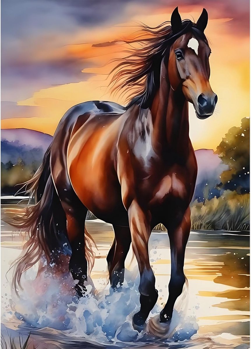 Diamantschildersets met paarden, 5D doe-het-zelf diamantschilderen, dierenkits voor volwassenen, beginners, volledige boor, ronde diamantkunst, schilderen, stippen, knutselset, geschenken, 30
