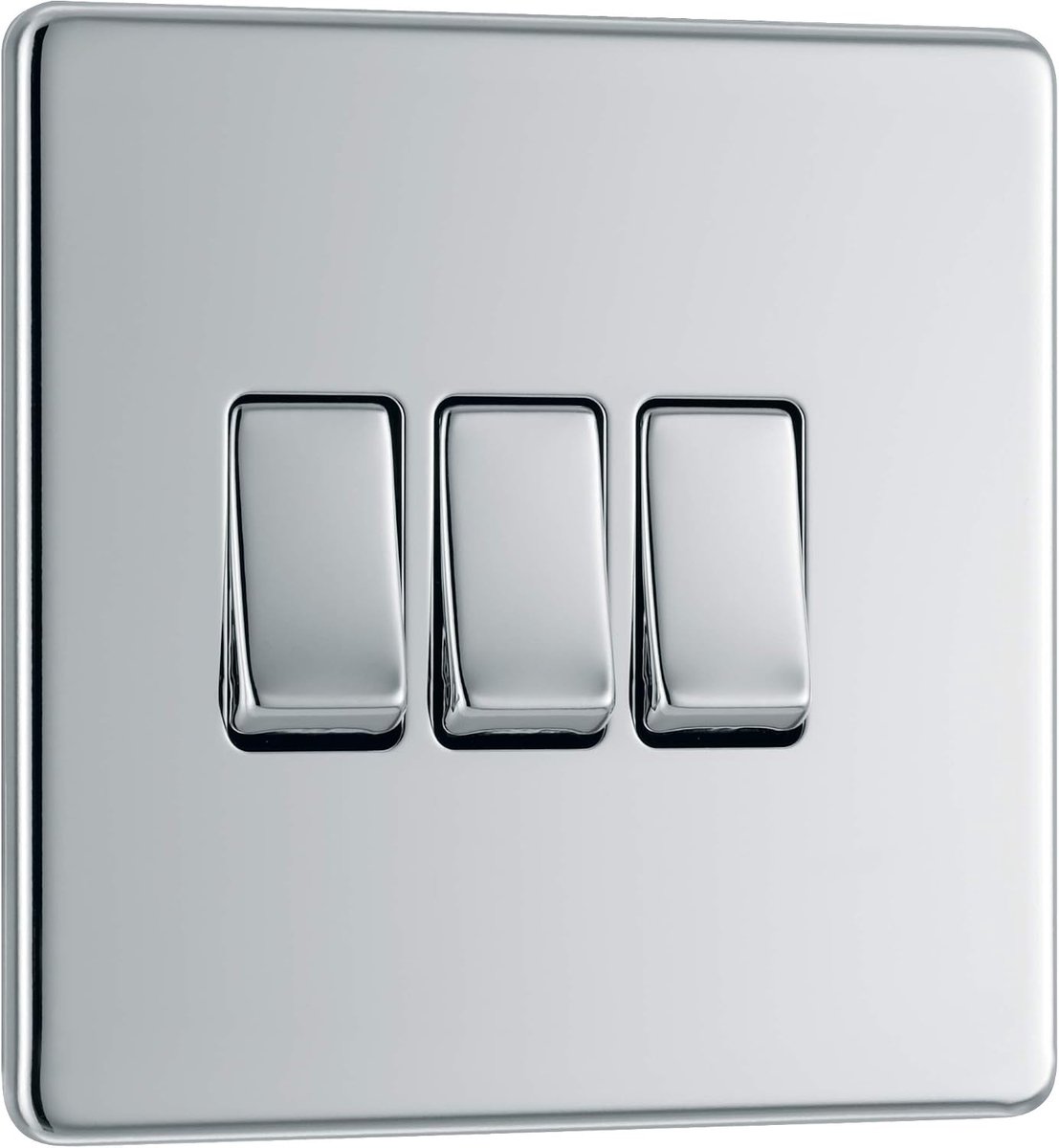 Electrical FPC43-01 Schroefloze platte plaat, 10 A, 3-snelheden, 2-weg schakelaar, gepolijst chroom, 250 V