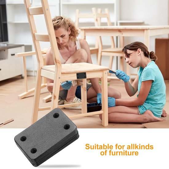20 Stuks Platte Herstelplaten, Stevige Bevestigingsplaten voor Meubelreparatie, RVS Ondersteuning en Verbindingselementen (Zwart 60x38mm) — afbeelding 3