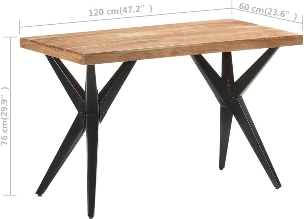 Massief acaciahout gepoedercoat stalen frame gebleekt 120x60x76 cm