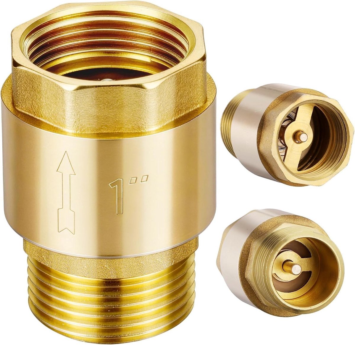 Terugslagklep 1 inch messing, AG naar IG terugslagklep