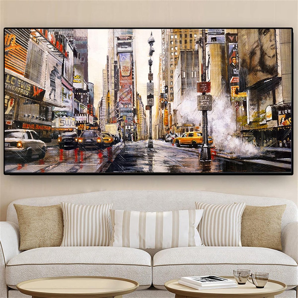 5D Diamond Painting City Street Paint by Numbers voor Volwassenen Grote Full Diamond Borduurkits Kids Crystal Rhinestone Cross Stitch Art Crafts voor Home Wall Decor Giften, 50x100cm/20x40inch