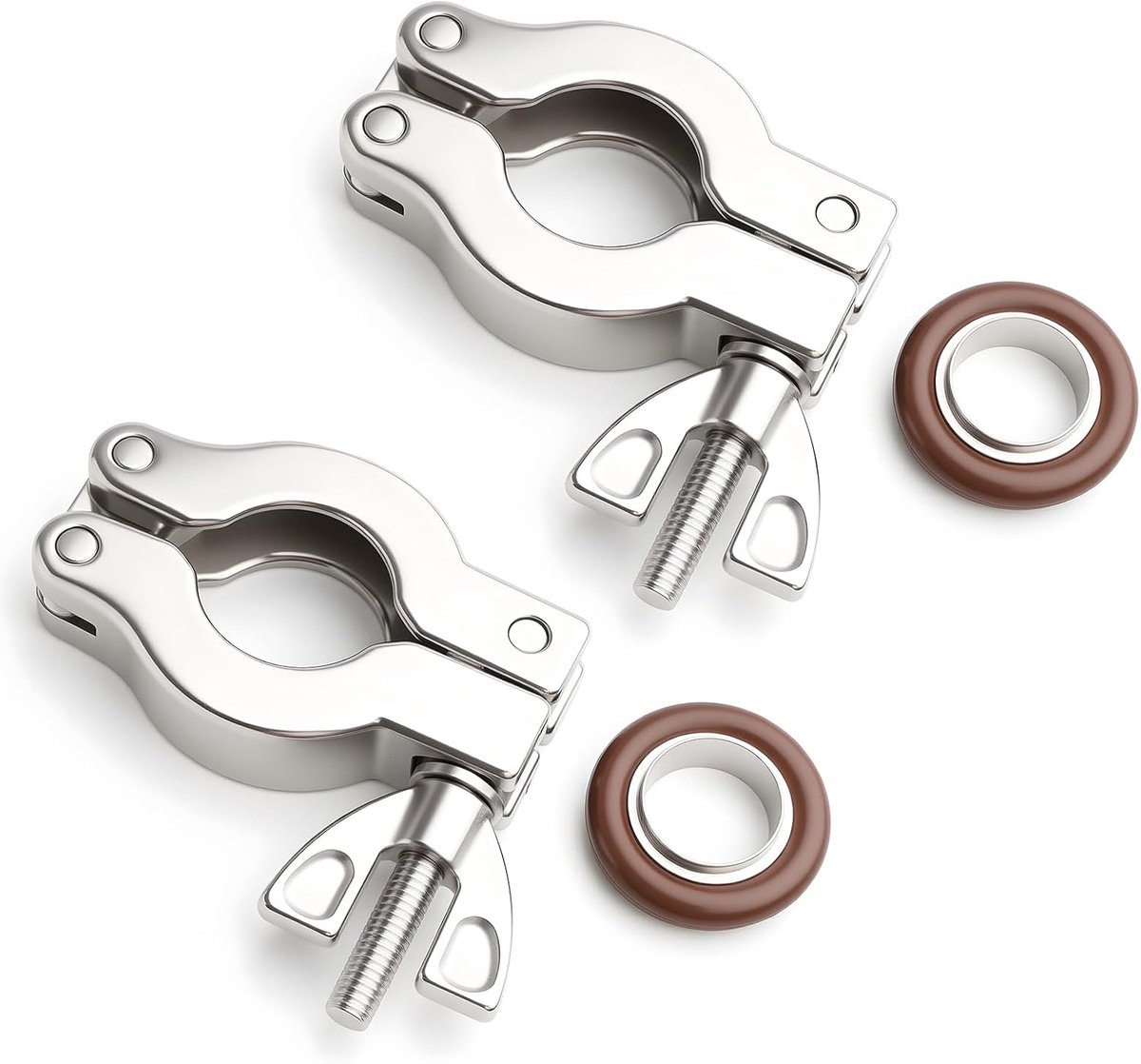 2 stuks KF16 aluminium vacuümklem + KF roestvrijstalen centreerring met O-ring