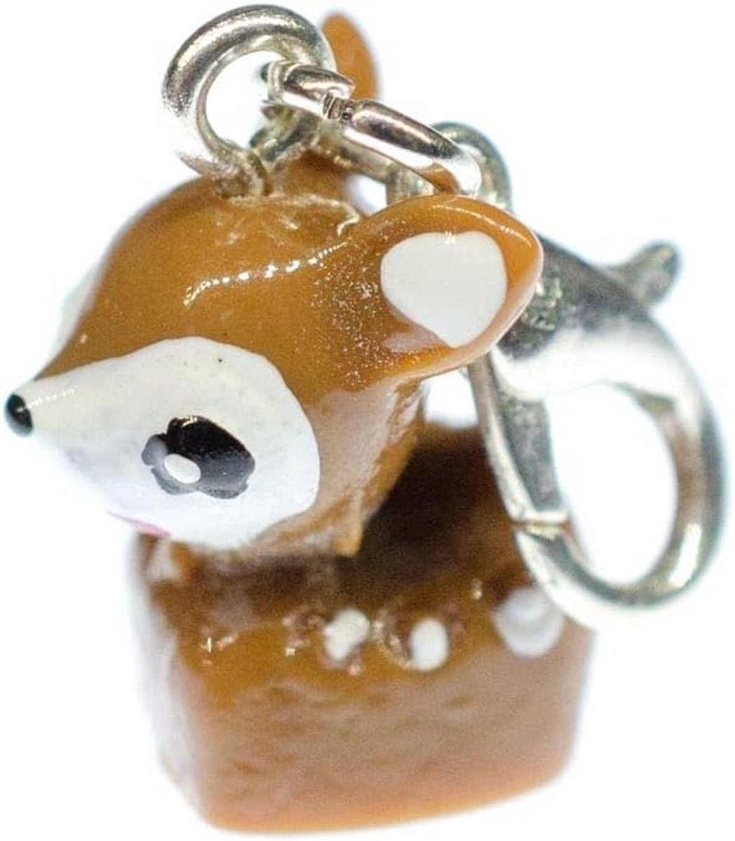 Bambi Charm hanger bedelarmband reuklittenband baby herten punten bruin