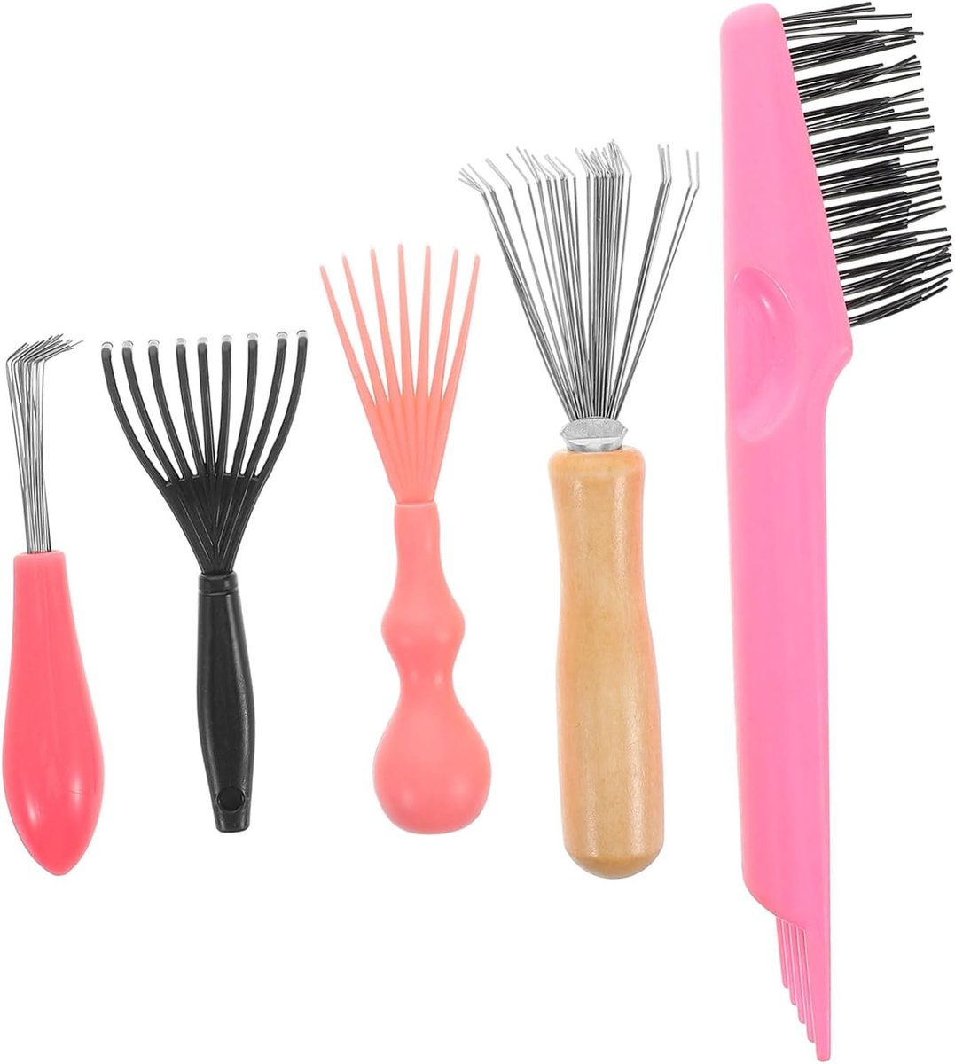 5 Stuks Professionele Kam Cleaner Set voor Haarborstels Verwijdert Dandruff Vuil Compact Lichtgewicht voor Thuis Salon Gebruik