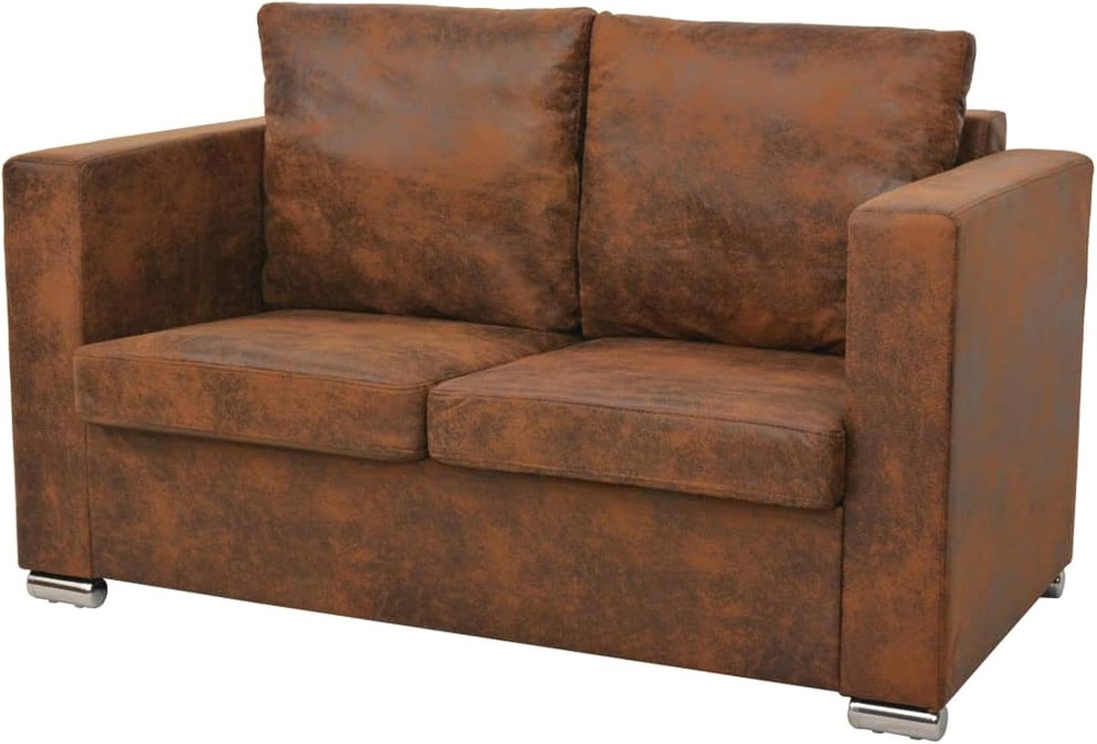 2-zitsbank, 137 x 73 x 82 cm, moderne bank met rugleuning, voor slaapkamer, woonkamer, kantoor, van kunstsuède