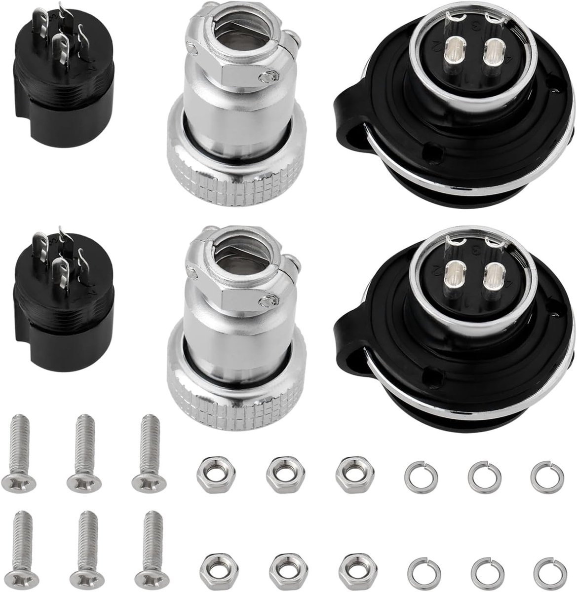 2 Sets 4Pin Luchtvaart Connector Plug Adapter Flens Socket Elektrische Connector met Schroeven voor Auto Vrachtwagens Drones 19mm 250V 20A