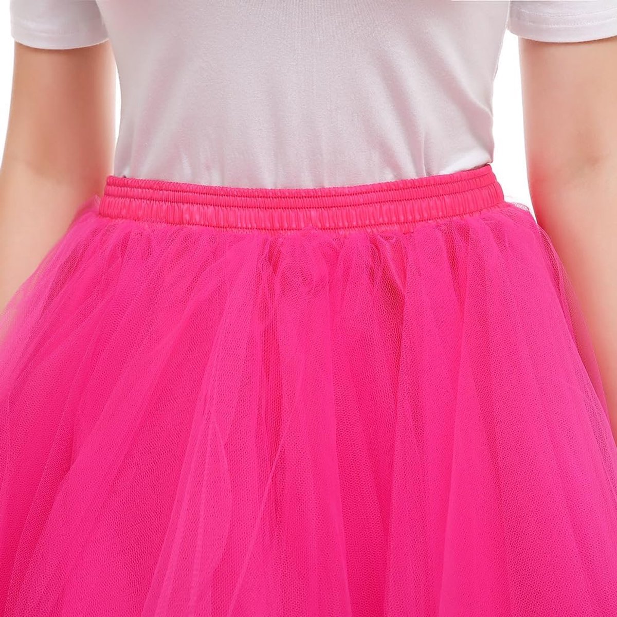 tule rok voor dames in roze en zwart, tulerok, dames, tutu, tule rok, roze, roze tule rok voor dames (dieprood, eenheidsmaat)