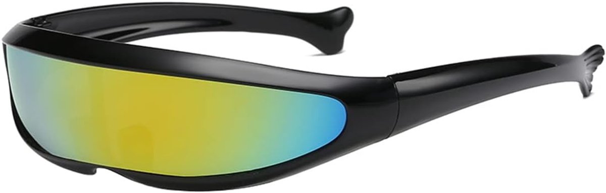 zonnebril, 2 stuks, zwart frame, gouden mercury tablet voor cosplay, slim cyclops, volwassenen, party