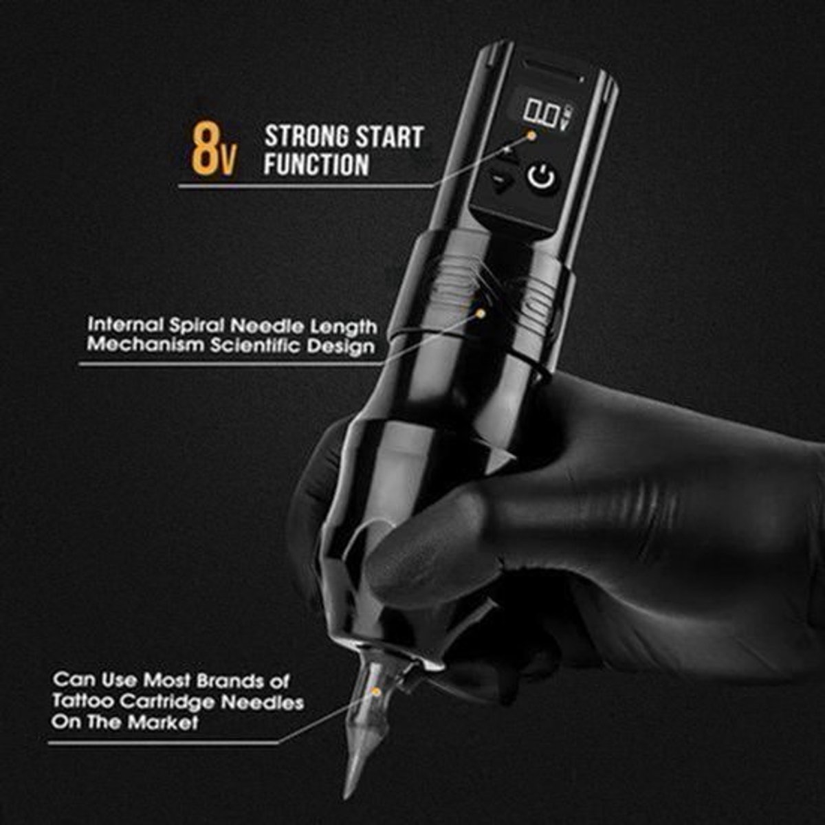 EXO - Tattoo Machine - Tattoo Pen - Tattoo Set - Complete Set Voor Beginners & Gevorderden - Verstelbare Slag 4MM - Tattoo Machine Pen - 10500RPM - 2100MAH - Zwart