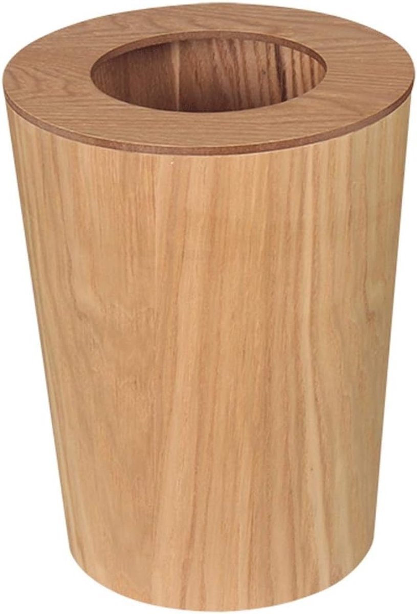 Prullenbak Vuilnisbak Nordic Style, Houten, 3.2L / 2.1gallon, licht bruin, bruin, donker bruin, vuilnisbak met Deksel voor Vuilnisbak (Color : I, Grootte : 12L)