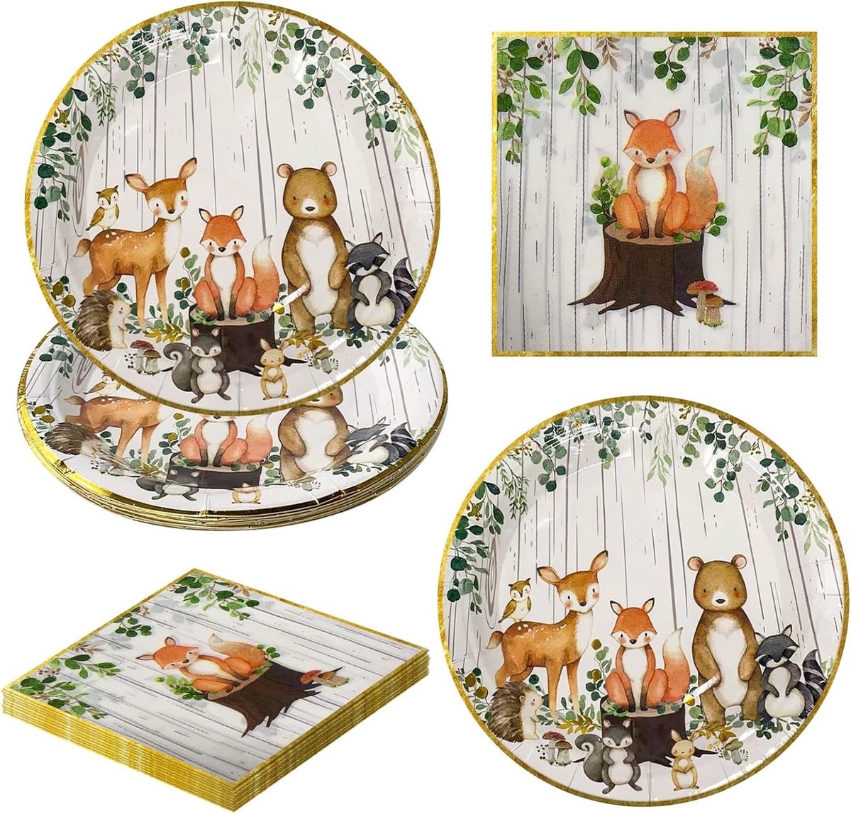 Dieren thema servies, 20-delig verjaardagsset, perfect voor zomerfeesten en kinderfeestjes