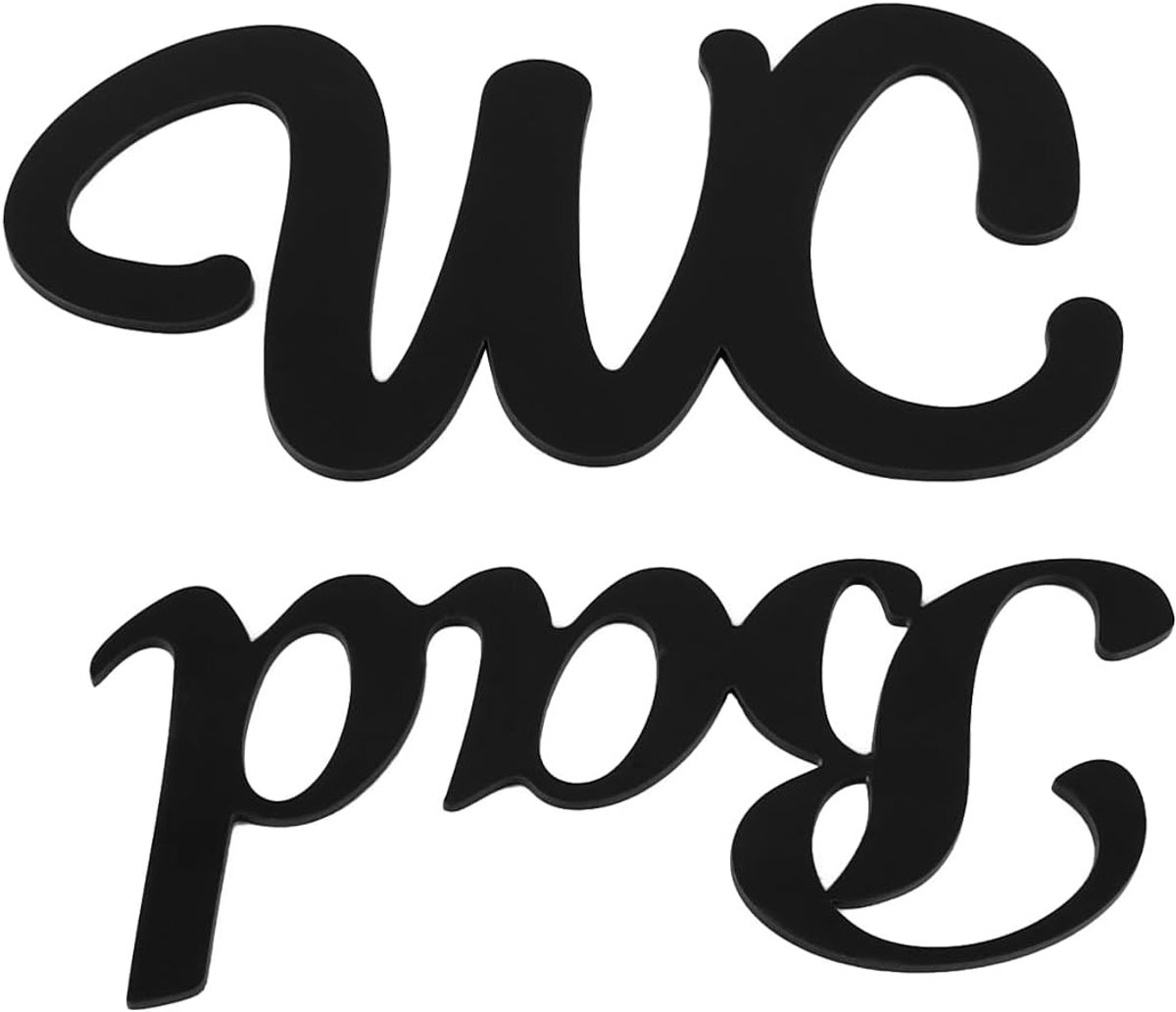 Verpakking van 2 toiletbordjes, zelfklevende sticker, deursticker, toiletbordje, zelfklevend voor binnen en buiten, zwart