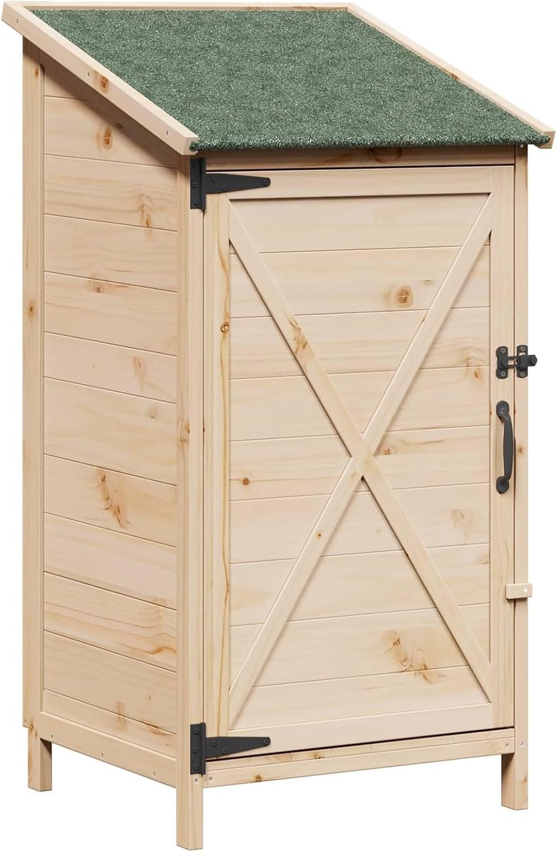 Tuinschuur natuur 59,5 x 56 x 113,5 cm massief hout sparren