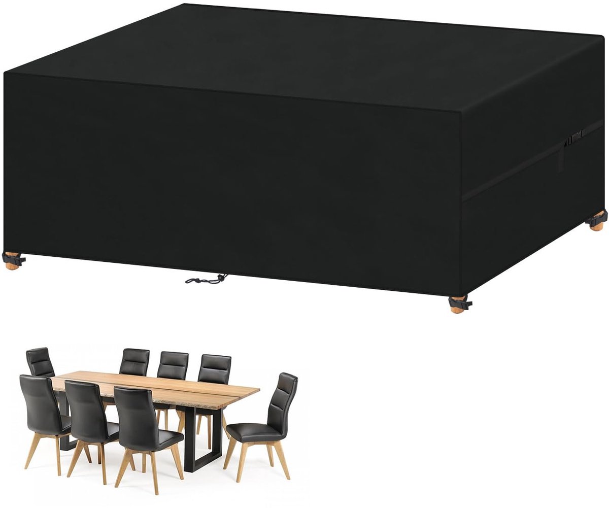 Famanu Afdekking voor tuinmeubelen, waterdicht, beschermhoes voor tafel en stoelen, afdekzeil, tuinmeubelen, afdekhoes, tuinmeubelen, winddicht, anti-uv 420D Oxford-weefsel, 200 x 90 x 75 cm wit