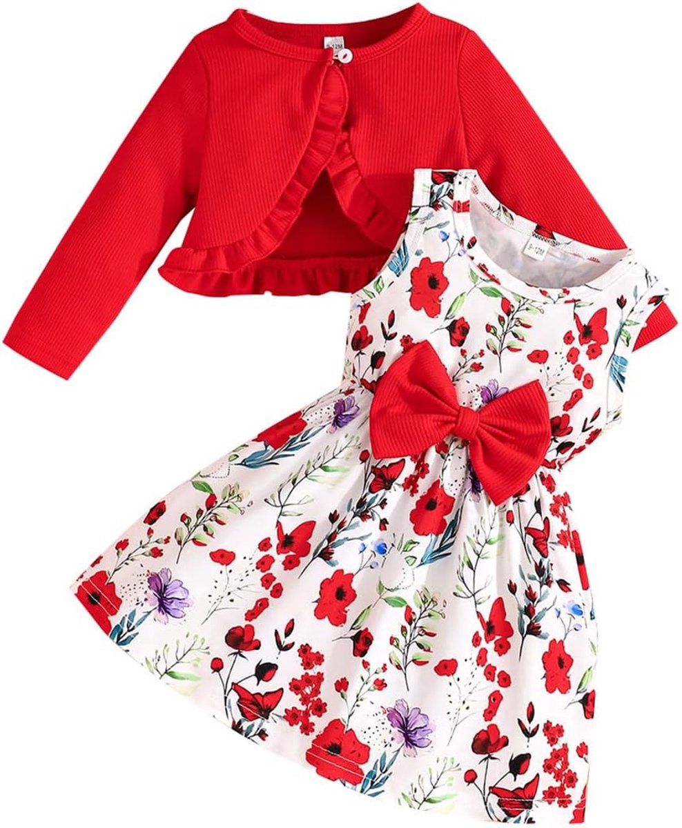 Jurk voor kleine meisjes met ruches, cardigan, tops, vlinders, bloemen, geruit, jurken, zomer, babymeisjes, kleding